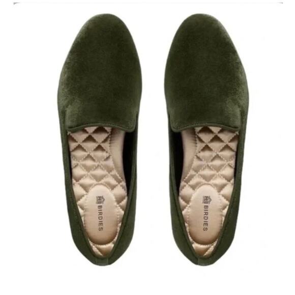 Birdies The Starling Loafers Velvet Semi Formal Flats In Moss Green Size 10 - Picture 3 of 12